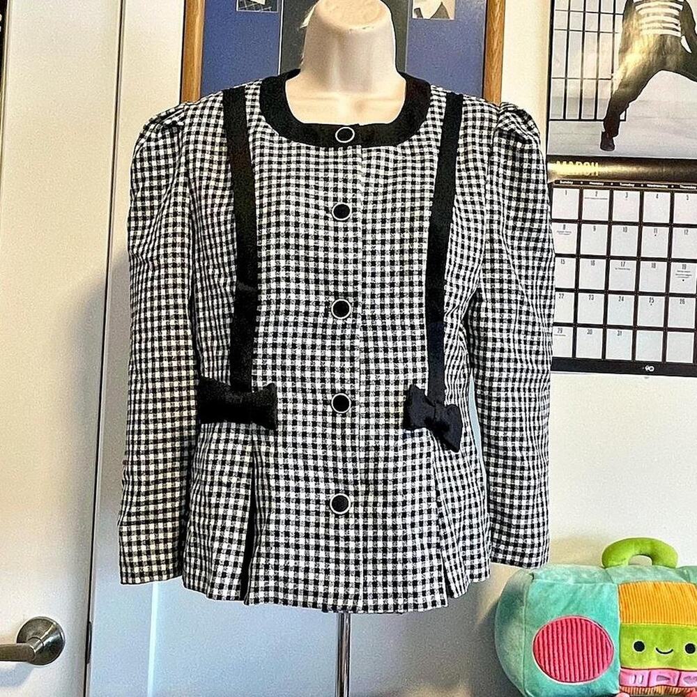 Black white gingham bow